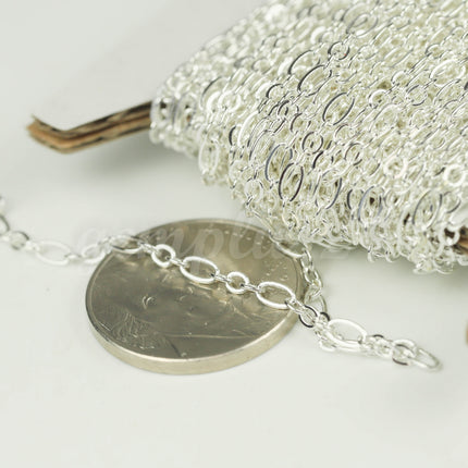 3 ft Sterling Silver Plated Bulk Chain, Long and Short (Small 3 and 1) SOLDERED Wholesale Chain - 4.5x2.5mm 2.9x2.6mm Soldered - 317LS31