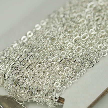 3 ft Sterling Silver Plated Bulk Chain, Long and Short (Small 3 and 1) SOLDERED Wholesale Chain - 4.5x2.5mm 2.9x2.6mm Soldered - 317LS31