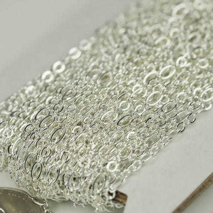 32 ft Sterling Silver Plated Bulk Chain, Long and Short (Small 3 and 1) SOLDERED Wholesale Chain - 4.5x2.5mm 2.9x2.6mm Soldered - 317LS31