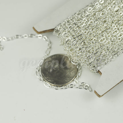 3 ft Sterling Silver Plated Bulk Chain, Long and Short (Small 3 and 1) SOLDERED Wholesale Chain - 4.5x2.5mm 2.9x2.6mm Soldered - 317LS31
