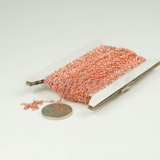 New 3 ft Bright Copper Plated Bulk Chain, Long and Short (Small 3 and 1) SOLDERED  Chain - 4.5x2.5mm 2.9x2.6mm Soldered - 317LS31