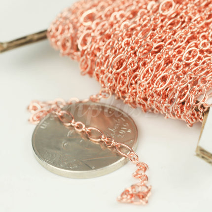 New 32 ft Bright Copper Plated Bulk Chain, Long and Short (Small 3 and 1) SOLDERED  Chain - 4.5x2.5mm 2.9x2.6mm Soldered - 317LS31
