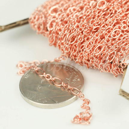 New 300 ft Bright Copper Plated Bulk Chain, Long and Short (Small 3 and 1) SOLDERED  Chain - 4.5x2.5mm 2.9x2.6mm Soldered - 317LS31
