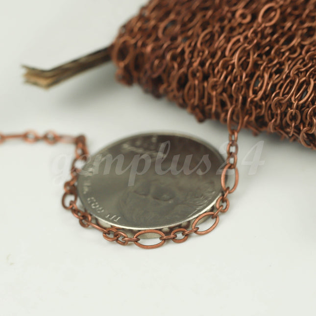 New 3 ft Antique Copper Plated Bulk Chain, Long and Short (Small 3 and 1) SOLDERED  Chain - 4.5x2.5mm 2.9x2.6mm Soldered - 317LS31