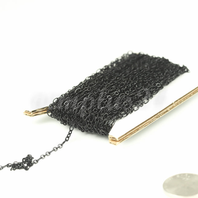 New 100 ft Black Finished Bulk Chain, Long and Short (Small 1 and 1) SOLDERED Wholesale Chain - 4.5x2.5mm 2.9x2.6mm Soldered - 317LS11
