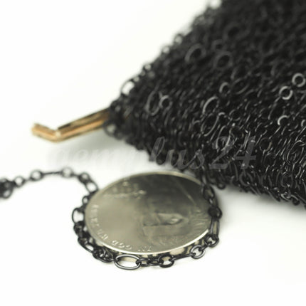 New 32 ft Black Finished Bulk Chain, Long and Short (Small 1 and 1) SOLDERED Wholesale Chain - 4.5x2.5mm 2.9x2.6mm Soldered - 317LS11