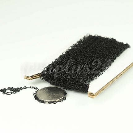 New 32 ft Black Finished Bulk Chain, Long and Short (Small 1 and 1) SOLDERED Wholesale Chain - 4.5x2.5mm 2.9x2.6mm Soldered - 317LS11