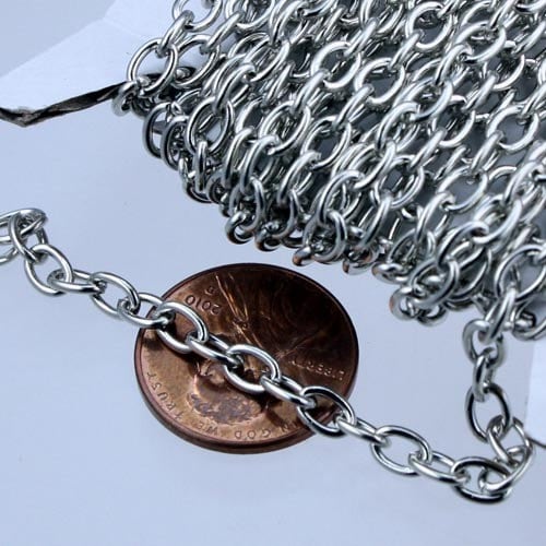 32 ft. of Antique Silver Finished Rhodium Plated Chunky Big Cable Chain - 5.7x3.9mm-1.0mm Unsoldered Link - 5739CA