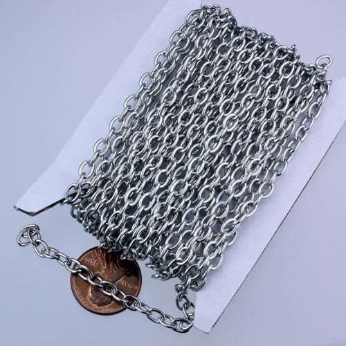 32 ft. of Antique Silver Finished Rhodium Plated Chunky Big Cable Chain - 5.7x3.9mm-1.0mm Unsoldered Link - 5739CA