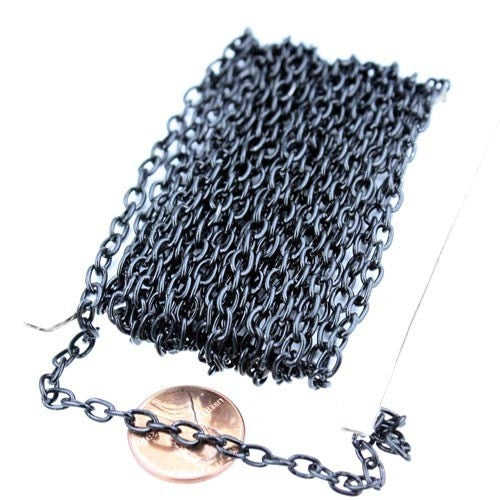 32 ft. of Black Finished Big Cable Chain - 5.7x3.9mm-1.0mm 18G Wire Unsoldered Link - Ship from California USA - 5739CA
