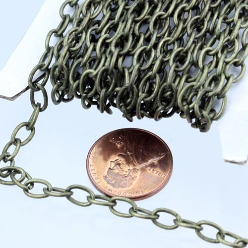 12 ft. of Antique Brass Finished Big Cable Chain - 6.8x4.2mm-1.0mm Unsoldered Link - 6842CA