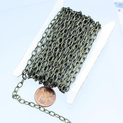 12 ft. of Antique Brass Finished Big Cable Chain - 6.8x4.2mm-1.0mm Unsoldered Link - 6842CA