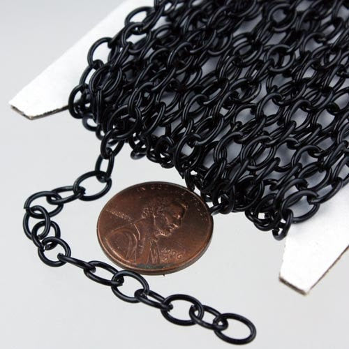 10 ft of Black Finished Big Cable Chain - 6.8x4.8mm 1.0mm Unsoldered Link - 6848CA