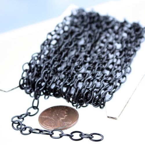 10 ft of Black Finished Big Cable Chain - 6.8x4.8mm 1.0mm Unsoldered Link - 6848CA