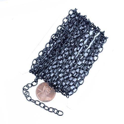 10 ft of Black Finished Big Cable Chain - 6.8x4.8mm 1.0mm Unsoldered Link - 6848CA