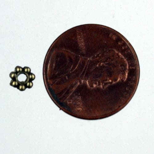 300 pcs - Antique Brass Finished Daisy Flower Spacer Beads - 4mm