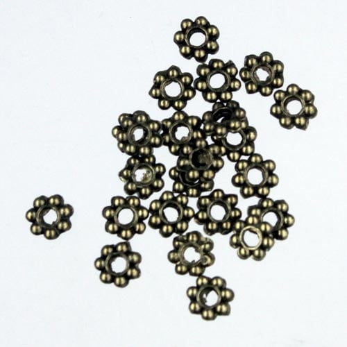 300 pcs - Antique Brass Finished Daisy Flower Spacer Beads - 4mm