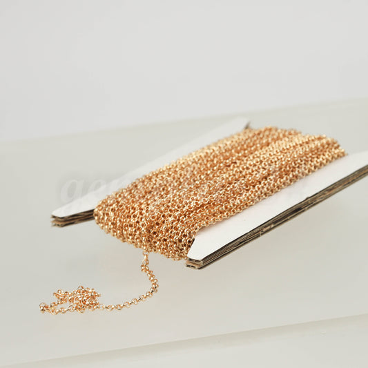 32 feet TARNISH Resistant Tarnish FREE Anti Tarnished Champagne/Pink Gold Plated Rolo Chain bulk - 2.0mm 2mm SOLDERED Link AT2.0BL