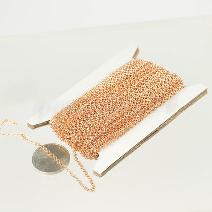 100 feet TARNISH Resistant Tarnish FREE Anti Tarnished Champagne/Pink Gold Plated Rolo Chain bulk - 2.0mm 2mm SOLDERED Link AT2.0BL