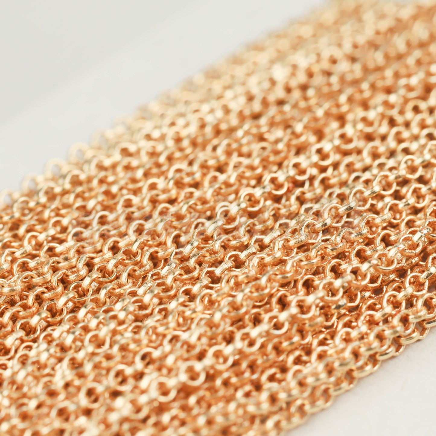 32 feet TARNISH Resistant Tarnish FREE Anti Tarnished Champagne/Pink Gold Plated Rolo Chain bulk - 2.0mm 2mm SOLDERED Link AT2.0BL