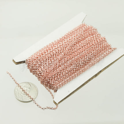 32 feet TARNISH Resistant Tarnish FREE Anti Tarnished Rose Gold Plated Rolo Chain bulk - 2.0mm 2mm SOLDERED Link AT2.0BL