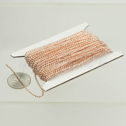 100 Ft Spool of ROSE Gold Plated  FACET  Ball Chain - 1.2mm Ball/Beads Size - Bulk Ball chain  Wholesale - 12DC