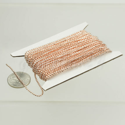3 Ft Spool of ROSE Gold Plated  FACET  Ball Chain - 1.2mm Ball/Beads Size - Bulk Ball chain  Wholesale - 12DC