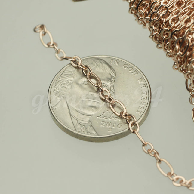 300 ft TARNISH Resistant Tarnish Anti Tarnished Champagne/Pink Gold Long and Short (Small 3 and 1) SOLDERED  Chain - 4.5x2.6mm - ATLS317F31