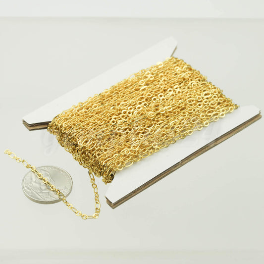 3 feet TARNISH Resistant Tarnish FREE Anti Tarnished 22K Gold Plated Long and Short (Small 3 and 1) SOLDERED  Chain - 4.5x2.5mm - ATLS317F31