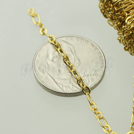 10 feet TARNISH Resistant Tarnish FREE 22K Gold Plated Long and Short (Small 3 and 1) SOLDERED  Chain - 4.5x2.5mm - ATLS317F31