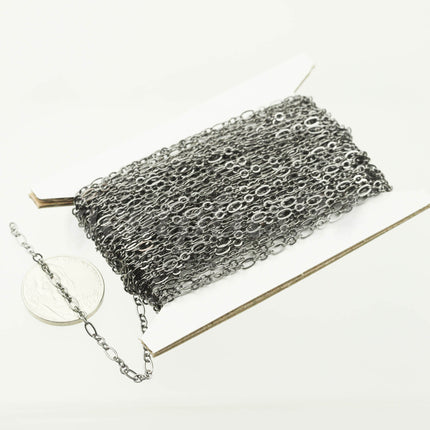 New 3 feet Gunmetal Plated Long and Short (Small 3 and 1) SOLDERED  Chain - 4.5x2.5mm - 317LS31
