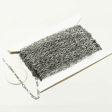 New 100 feet Gunmetal Plated Long and Short (Small 3 and 1) SOLDERED  Chain - 4.5x2.5mm - 317LS31