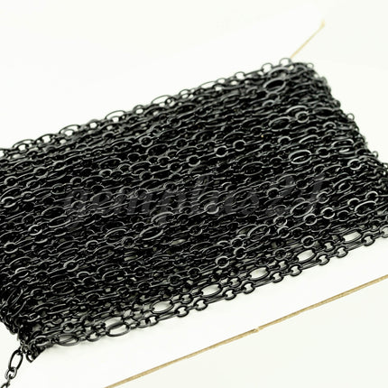 New 300 feet Black Finished Long and Short (Small 3 and 1) SOLDERED  Chain - 4.5x2.5mm - 317LS31