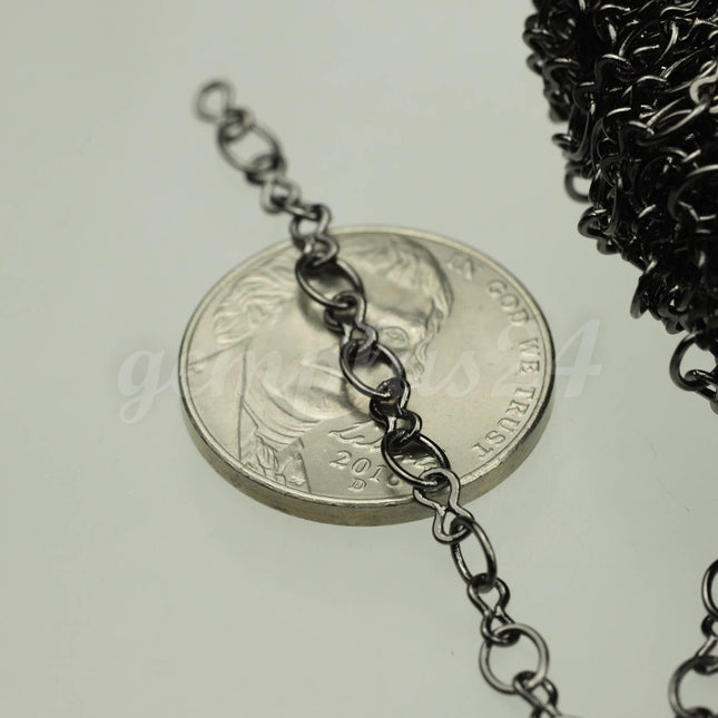 100 feet Gunmetal Plated SOLDERED BIG Fashion Figure 8 Connector Chain - 4.5x3.8mm Soldered Link FIG8L