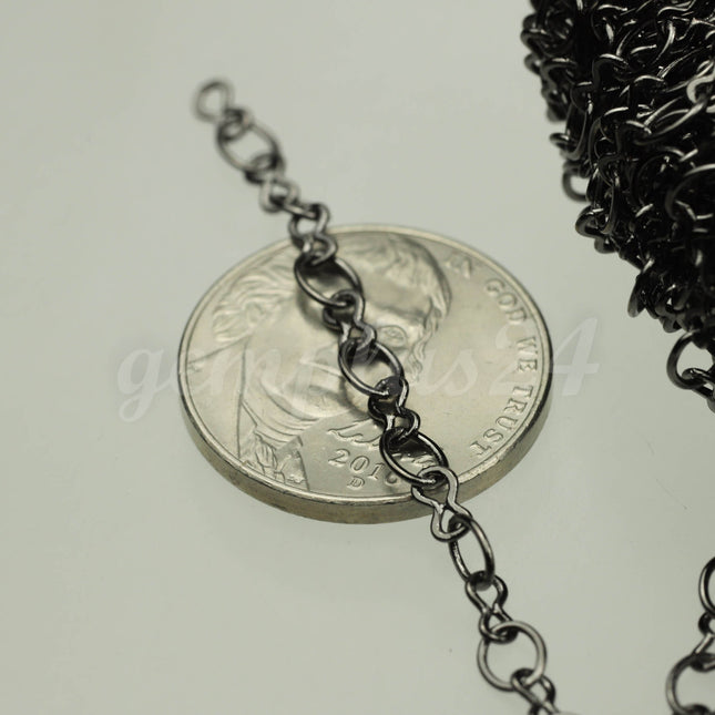 3 feet Gunmetal Plated SOLDERED BIG Fashion Figure 8 Connector Chain - 4.5x3.8mm Soldered Link FIG8L