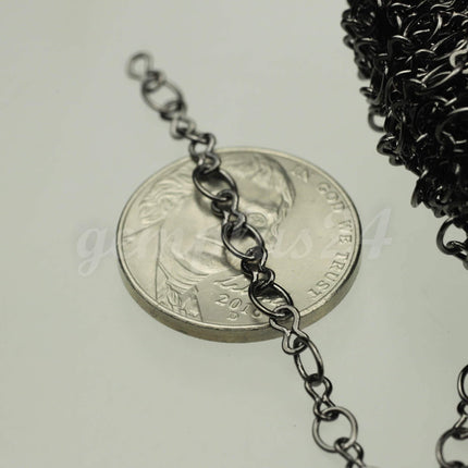 10 feet Gunmetal Plated SOLDERED BIG Fashion Figure 8 Connector Chain - 4.5x3.8mm Soldered Link FIG8L