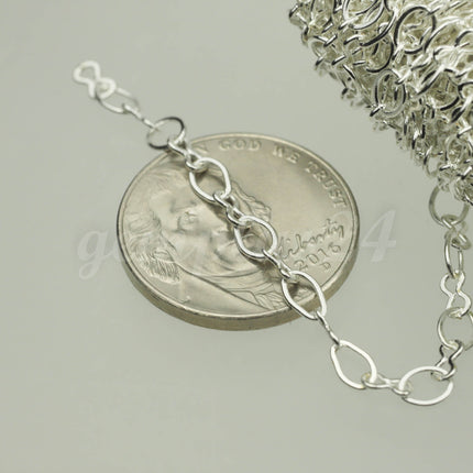 100 feet Sterling Silver Plated SOLDERED BIG Fashion Figure 8 Connector Chain - 4.5x3.8mm Soldered Link FIG8L