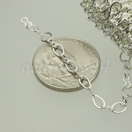 32 feet Sterling Silver Plated SOLDERED BIG Fashion Figure 8 Connector Chain - 4.5x3.8mm Soldered Link FIG8L