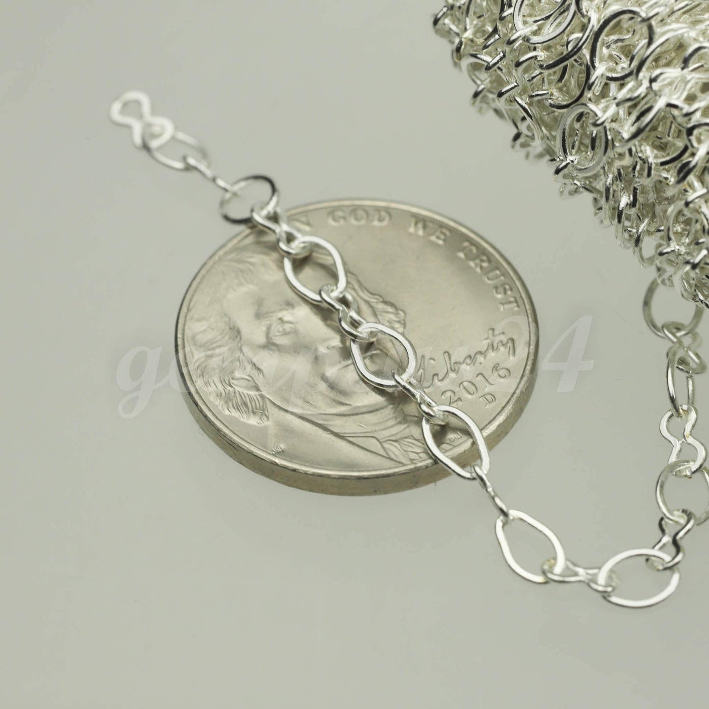 300 feet Sterling Silver Plated SOLDERED BIG Fashion Figure 8 Connector Chain - 4.5x3.8mm Soldered Link FIG8L