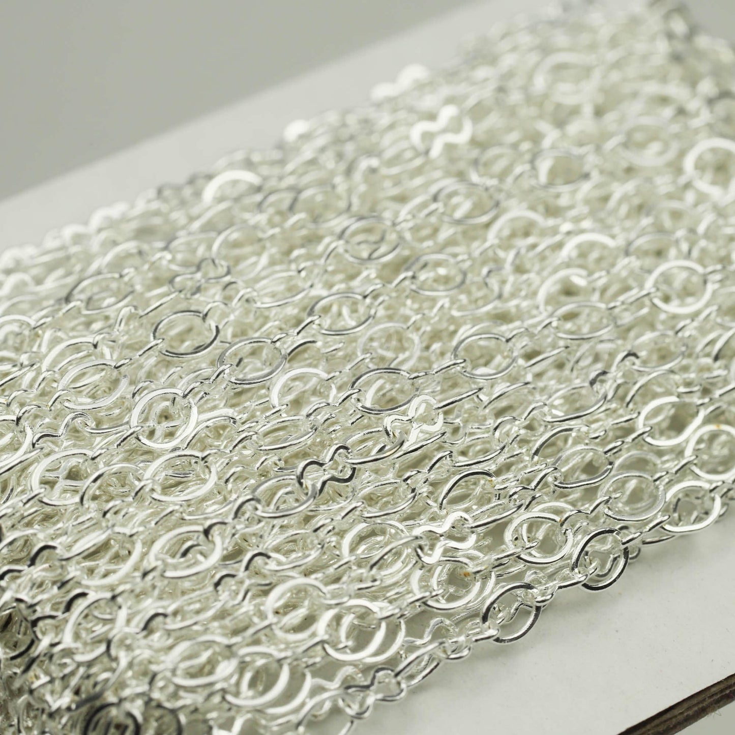 300 feet Sterling Silver Plated SOLDERED BIG Fashion Figure 8 Connector Chain - 4.5x3.8mm Soldered Link FIG8L