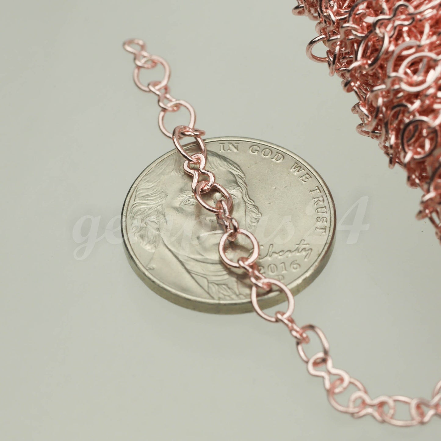 100 ft FASHION Figural 8 Rose Gold Plated SOLDERED BIG Fashion Figure 8 Connector Chain - 4.5x3.8mm Soldered Link FIG8L