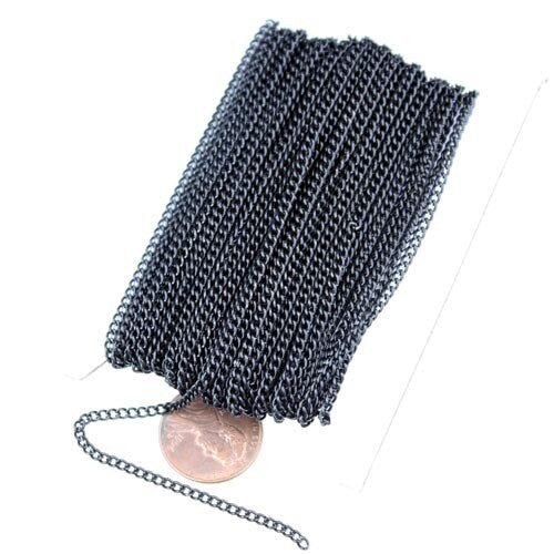 32 ft of Black Finished Curb Chain - 2.2mm 0.6mm Unsoldered - 2.2S
