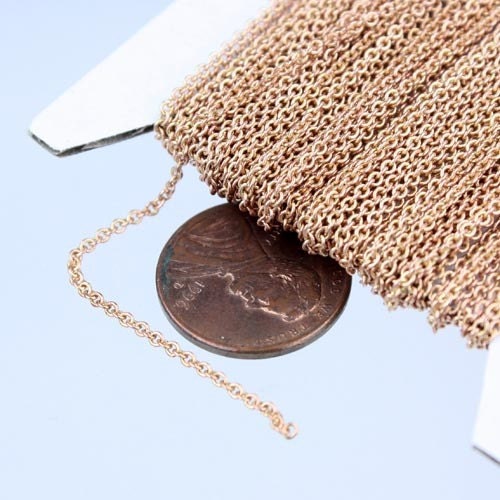 Raw Brass (Copper Color) Chain Bulk, 10 ft of Tiny Round SOLDERED Chain Cable Chain 1.6x1.4mm- Free Jump Rings 10pcs Dainty Delicate - 1614S