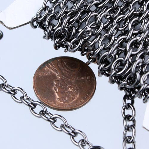5 ft of Gunmetal Finished Big Heavy Cable chain - 6.0x4.5 1.2mm unsoldered links - 6045CA