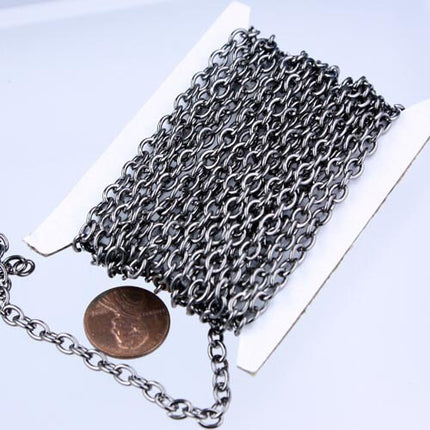 32 ft of Gunmetal Finished Big Heavy Chunky Cable chain - 6.0x4.5 1.2mm 16G Wire unsoldered links - 6045CA