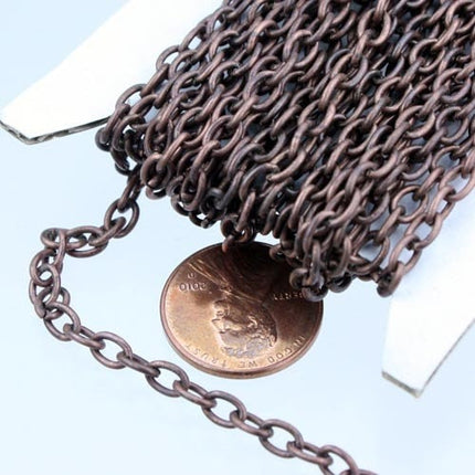 32 feet Antique Copper Chain bulk Chain - 5.7x3.9mm-1.0mm Unsoldered Link - Big Cable Chain - 5739CA