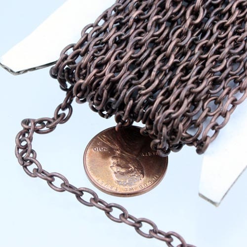 12 feet Antique Copper Chain bulk Chain - 5.7x3.9mm-1.0mm Unsoldered Link - Big Cable Chain - 5739CA