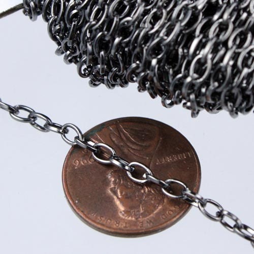 32 ft. Gunmetal finished Small Drawn oval Cable chain - 3.9x2.5mm unsoldered link - 3926DRAWN