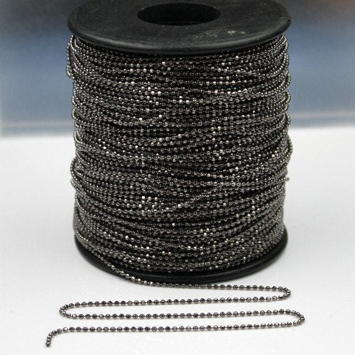 100 Ft of Gunmetal FACET-BALL Chain - Brass bulk Ball chain  Wholesale - 1.5mm w/ FREE 100 connectors (Insert) - 15DC