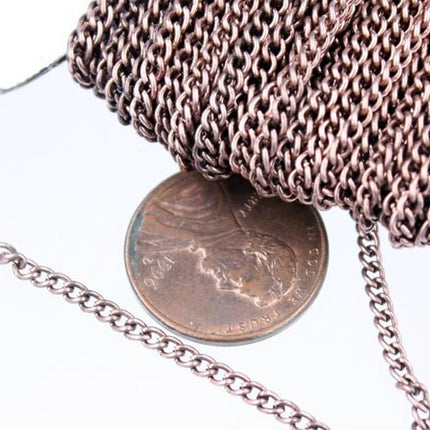 12 ft of Antique Copper Finished Curb Chain Vintage Style - 2.2mm 0.6mm Unsoldered Link - 2.2S
